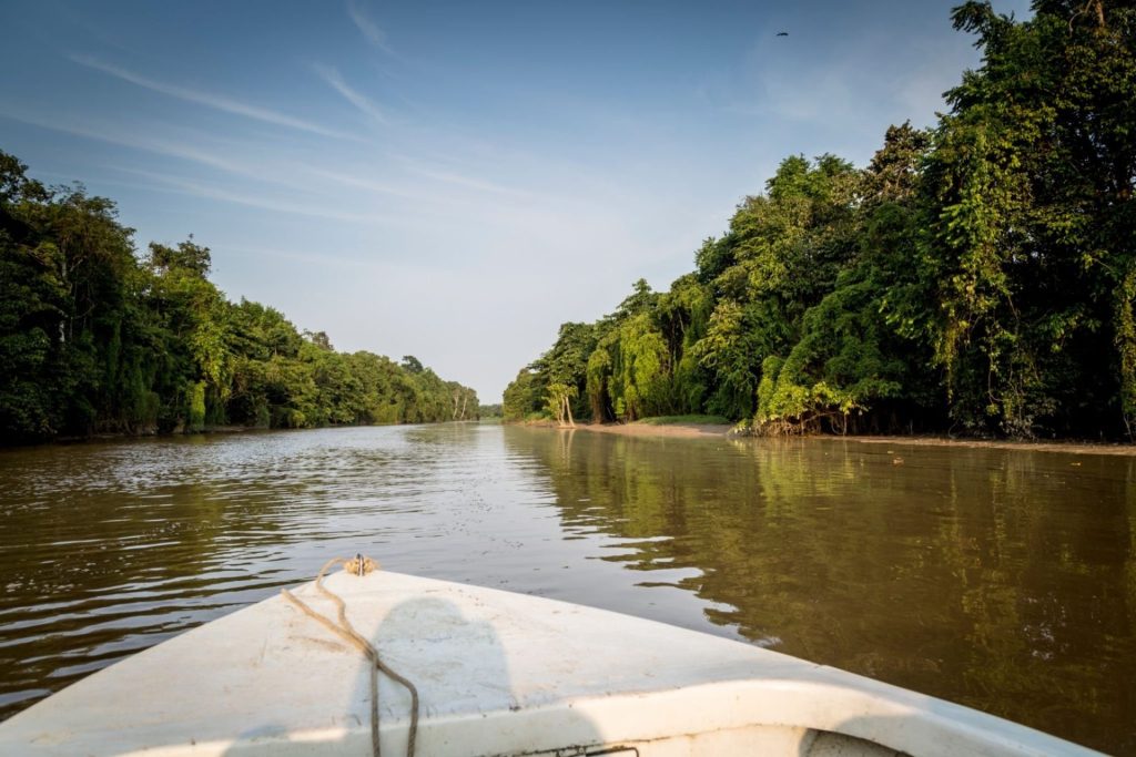 Boat on a quiet river in Sabah