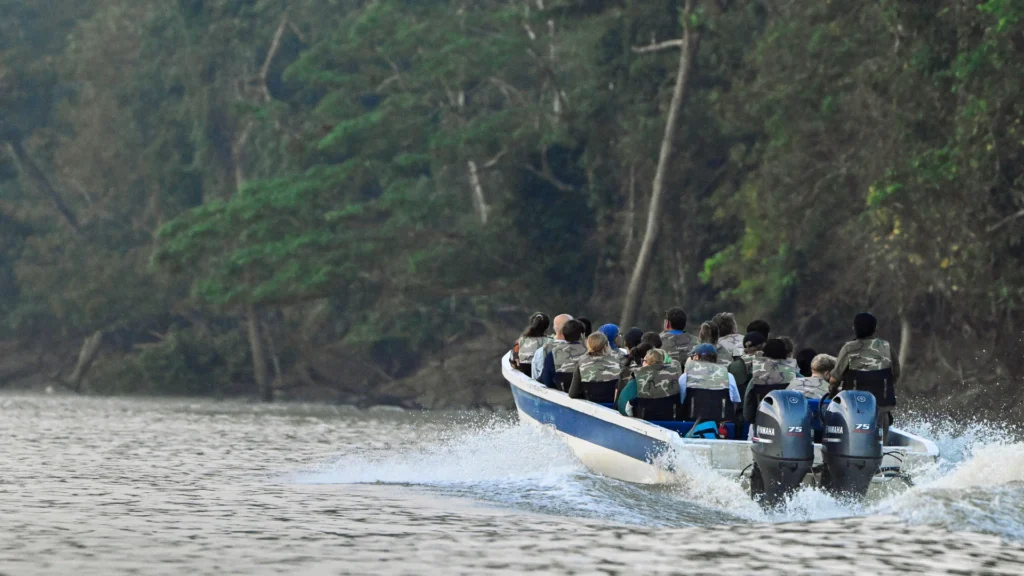 River cruise boat at Borneo Natural Sukau Bilit Resort